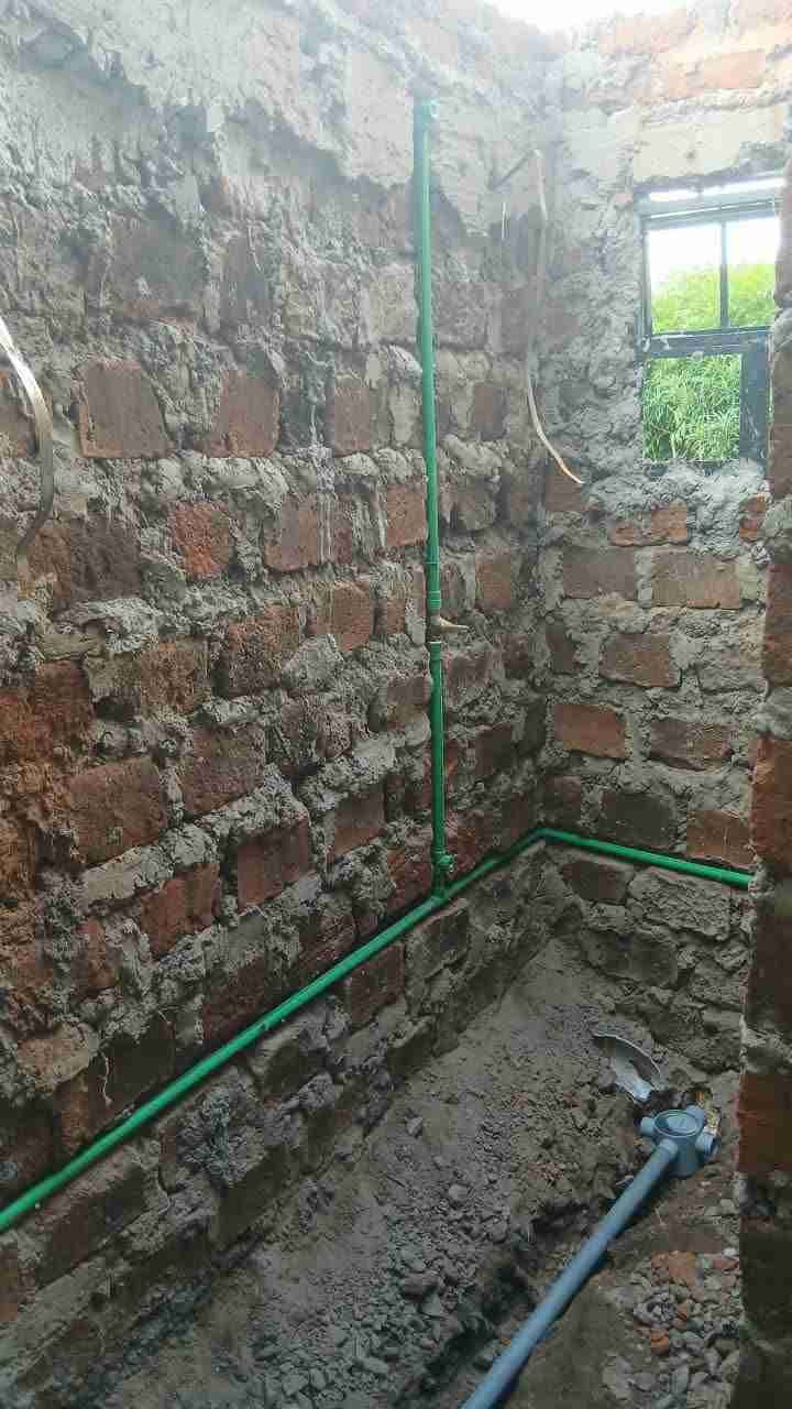 Full Bathroom Remodel — Rough-In to Finish — Before — new PPR pipework going in